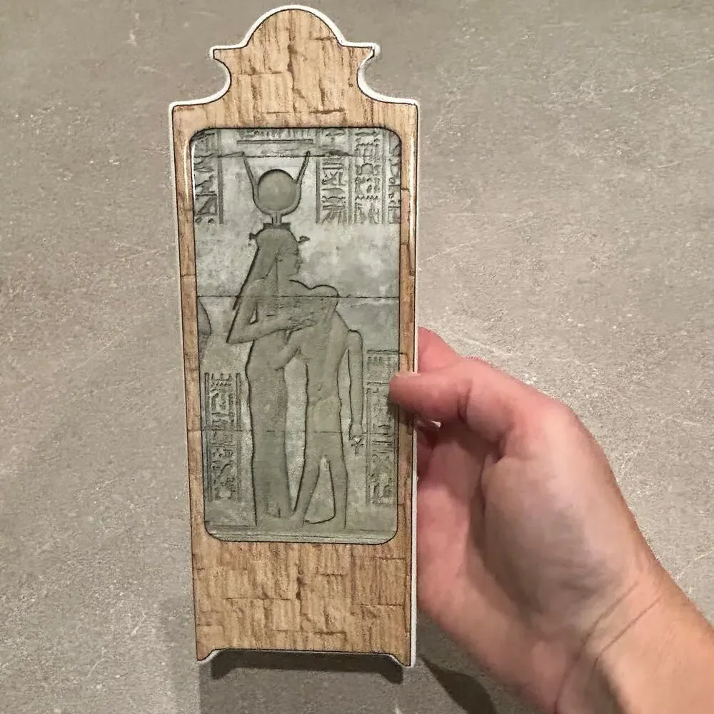 Vintage EgyptAir Egyptian Souvenir Wall Hanging Isis Horus Porcelain Plaque Box